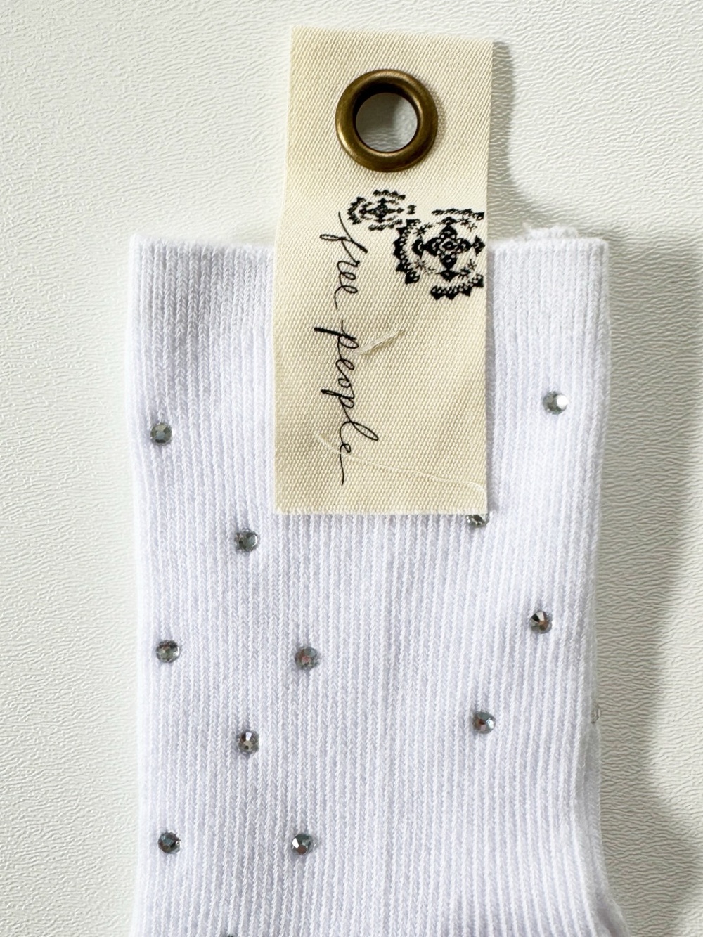 Free People White Sparkle Rhinestone Socks | NWT - Picture 5 of 7